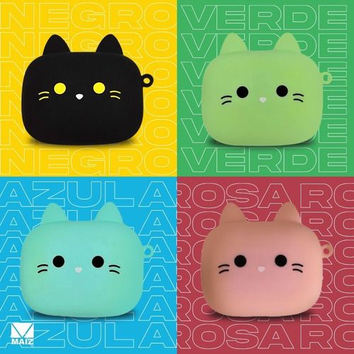 Audifonos Manos Libres Bluetooth Diseño Gatito Kawaii Color Verde