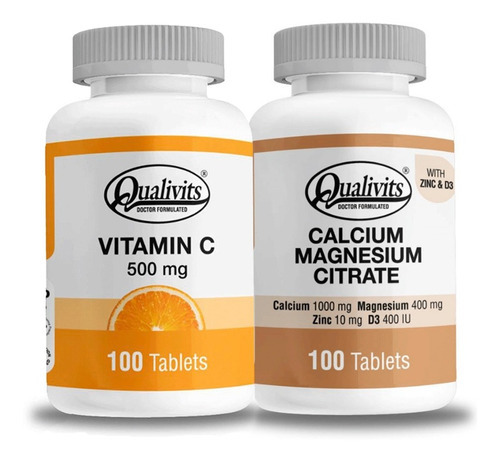 Vitamina C 500mg Calcio Magnesio Zinc Vitamina D3 Qualivits Sabor Natural