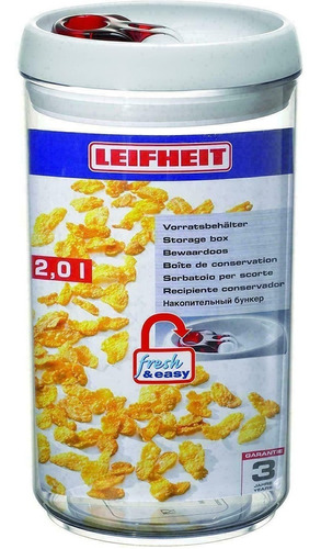 Frasco Hermetico Leifheit Redondo 2 Lt  Apilable Plastico 