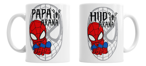 Pareja De Taza Ceramica Padre Papa Superheroes Padre E Hijo