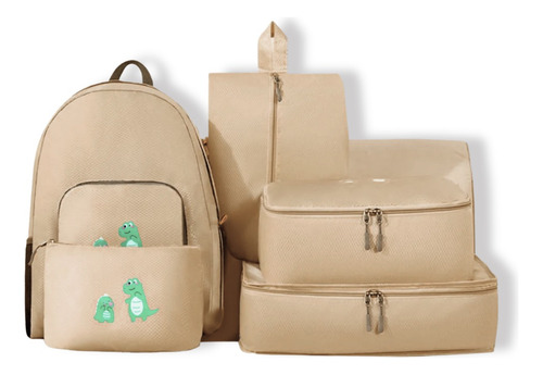 Set Organizador Viaje Valijax5 Estuche Mochila Ropa Neceser Beige