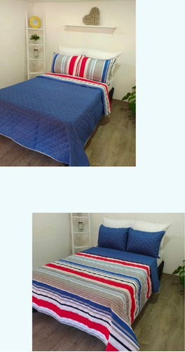 Colcha Termosellada Azul Para Cama Doble 