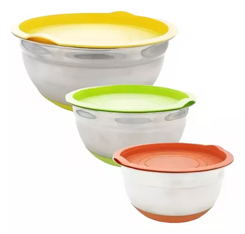 Bowl Acero Inoxidable Cocina Reposteria Ensalada Pack X 3