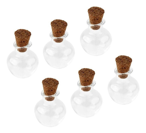 ) 6 Piezas De Botellas Y Tarros De Corcho De Vidrio.