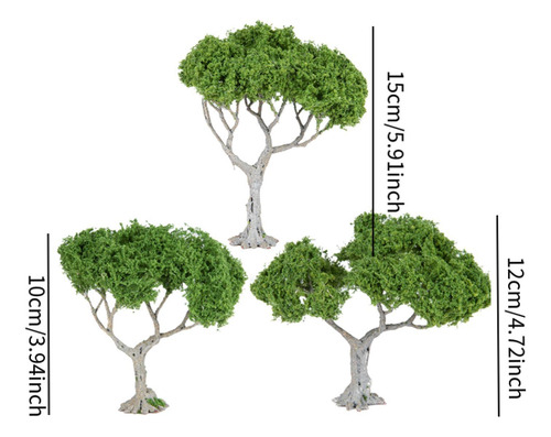 3 Árboles En Miniatura Con Diseño De Árbol De Hoja Ancha