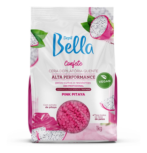 Cera Confete Pink Pitaya Vegana Depil Bella 1kg 