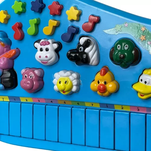 Piano Teclado Animal Brinquedo Infantil Sons Fazenda Sitio - AZUL