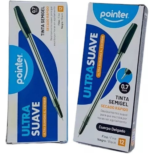 Boligrafos Pointer Semigel Ultra Suave Caja 12unidades Negro