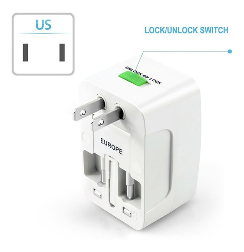 Adaptador Enchufe Universal Viajero Viaje Turismo 110v 220v