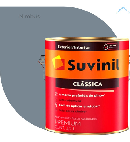 Tinta De Parede Antimofo Lavável Cinza Nimbus Suvinil 3,2 L