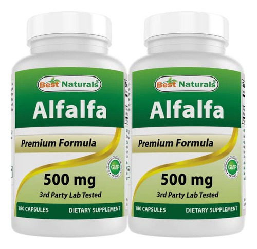 Best Naturals Alfalfa Green Super Food 500 Mg 180 Cápsulas 