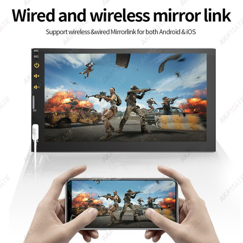 7'' 2 Din Auto Estéreo Carplay Mirrorlink Pantalla Táctil