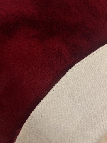 Alfombra Peluda Nórdica Redonda 90 Cm Piel Conejo Sintetica 90 Cm 90 Cm Nordica Bordó