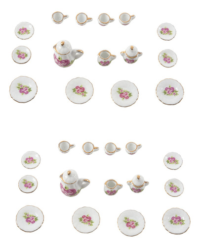 Juego De Té De Porcelana De 30 Piezas Para Casa De Muñecas,