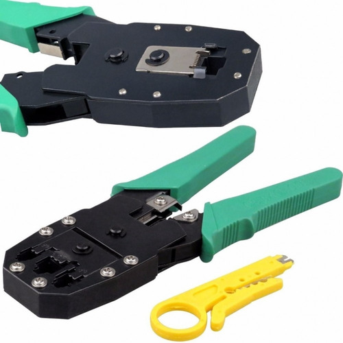 Kit Pinza Crimpeadora Ztecno Rj45 Con Fichas Tester Cable Red Utp