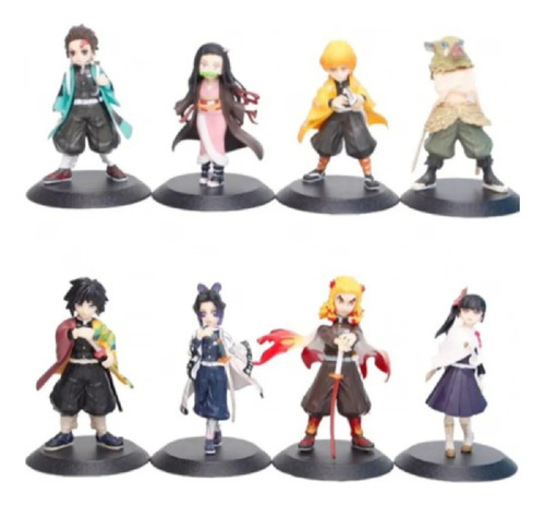 Set 8 Figuras Demon Slayer Nezuko Tanjiro Inosuke Shinobu