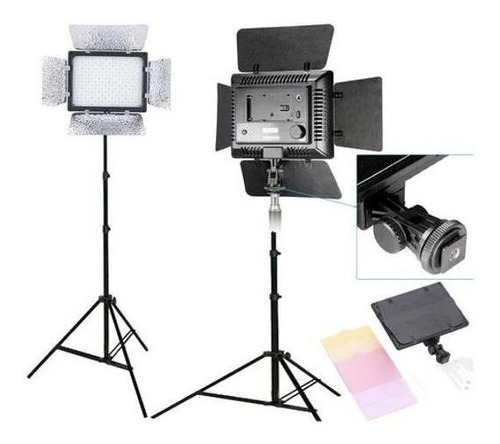 Kit Iluminador Led 300 Completo Bateria E Fonte Foto Video