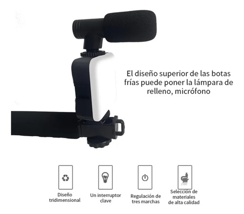 Cortes Kit Estabilizador Con Luz Led Para Cámara Y Celular, Soporte Portátil Antivibración Para Grabación De Video, Fotografía, Streaming, Conferencias, Compatible Con Micrófono Y Accesorios