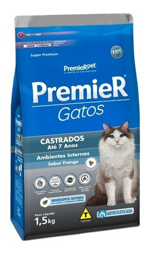 Premier Gato Castrado Até 7 Anos Ambiente Inter Frango 1,5kg