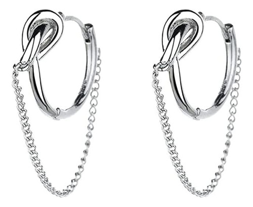 Sluynz Pendientes De Aro Pequeños De Cadena Punk De Plata De