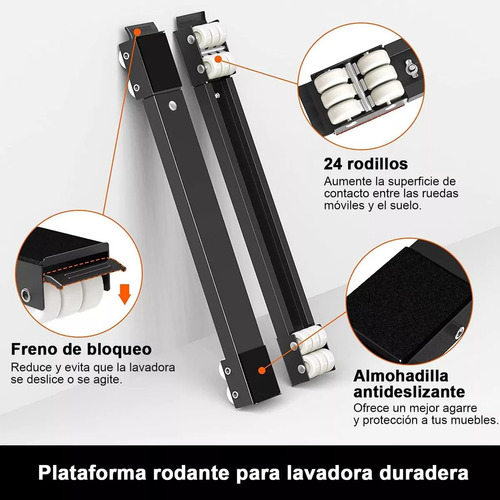 Soporte Ajustable Base Ruedas Estufa Lavadora Refrigerador Negro