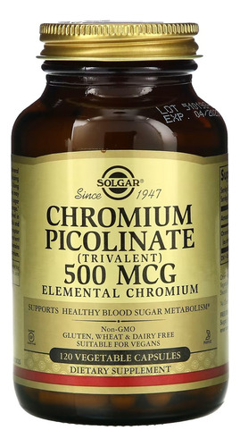 Solgar Chromium Picolinate 500 Mcg 120 Vegetariana Capsules