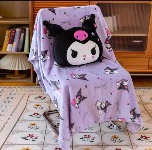 Almohada Con Manta 3 En 1 Kuromi 30x40 Cm En Bolsa Regalo Negro Kuromi