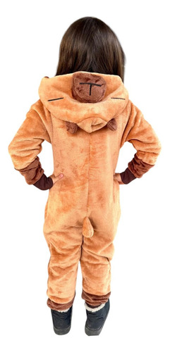 Pijama Kigurumi Mameluco Capibara Infantil Gorro Bordado