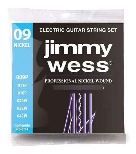 Jimmy Wess Wn1009 Encordadura Guitarra Electrica Niquel 9/42