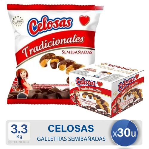 Caja Galletitas Celosas Tradicionales Semibañadas Chocolate