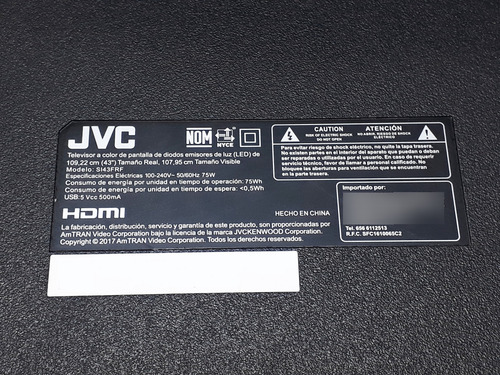 Tarjeta Main Para Para Tv Jvc Si43frf, Checala!! (Usado)