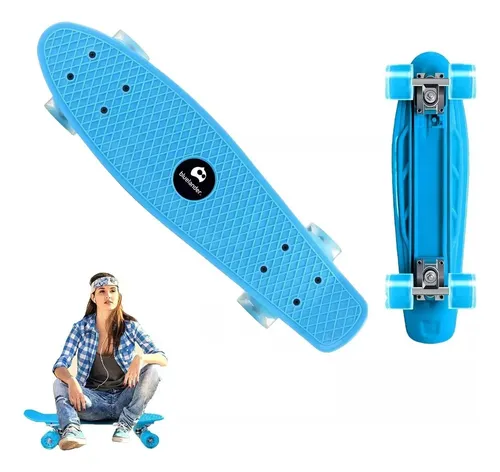 Mini Patineta Tipo Penny Color Negro con Luces Led - Little Monkey