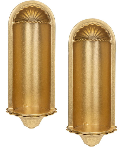 Juego De 2 Candelabros, Aplique De Vela De Pared Dorado, Dec