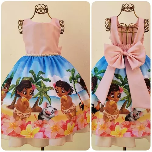 Vestido Infantil Moana Baby Festa Luxo Aniversário Promoção