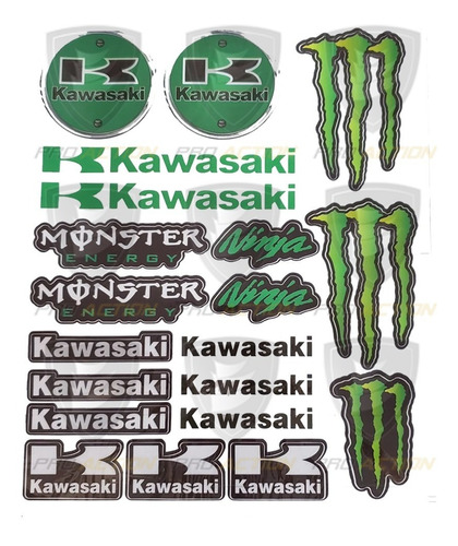Stickers Calcomanías Plantillas Reflejante Kawasaki Monster