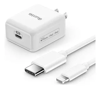 Cargador Y Cable De iPhone Usb C Carga Rápida 20w Pd Mfi 2m Color Blanco