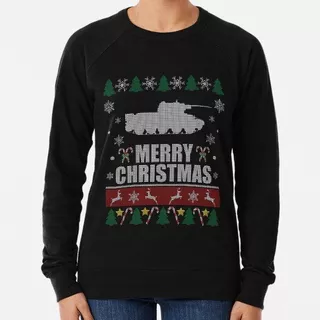 Buzo Ugly Christmas Sweater War Military Tank Vehículo Calid