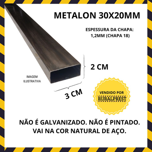 Metalon 30x20 - Tubo Retangular De Aço - 1 Peça De 1,70m