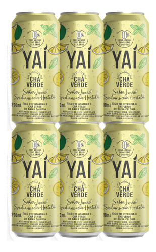 Chá Verde Limão Siciliano Com Hortelã Yaí 260ml Kit C/6