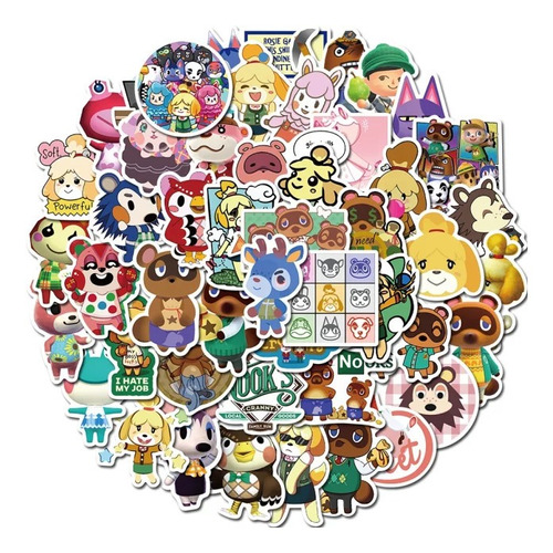 Animal Crossing Stickers 50 Calcomanias De Pvc Contra Agua