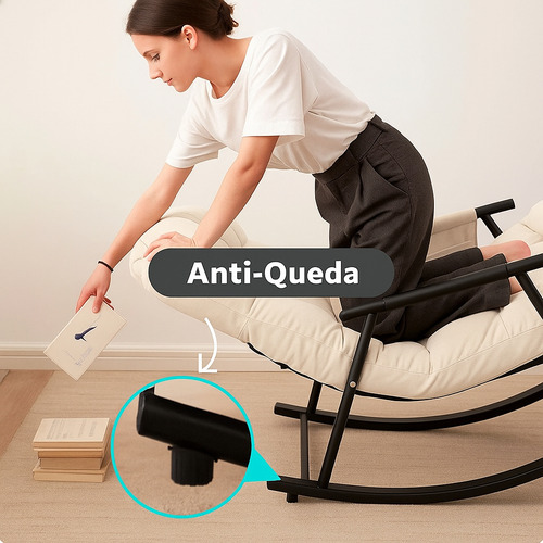 Espreguiçadeira Lazy White Arrow Cadeira Banco Poltrona Balanço Reclinável Jardim Piscina Sala Consultório Recepção Encosto Confortável Moderno Sofá Preguiçoso Descanso Ler Cor: Off White