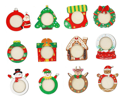 Jja 12 Adornos Colgantes Con Marco Para Fotos Navideñas,