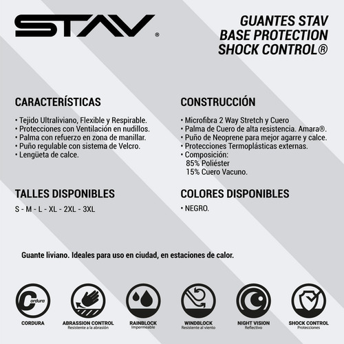Guantes Moto Stav Base Protection Shock Control Stav