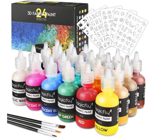 Magicfly Juego Pintura Tela Textil 24 Colores De 30ml 1oz