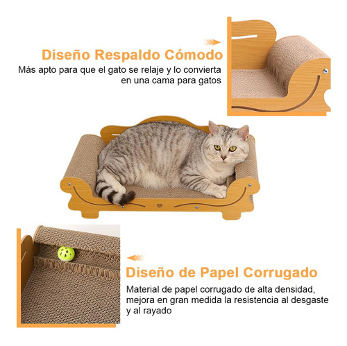 Rascador Para Gato De Cartón, Cama Rascador Gatito Con Bola