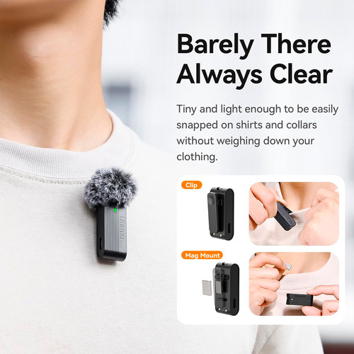 Microfone Sem Fio Ulanzi A100 Usb C Lapela Android C/ Nfe Preto