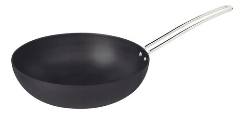 Wok Tramontina de aluminio y mango de acero inoxidable para parrilla de 24 cm, color negro