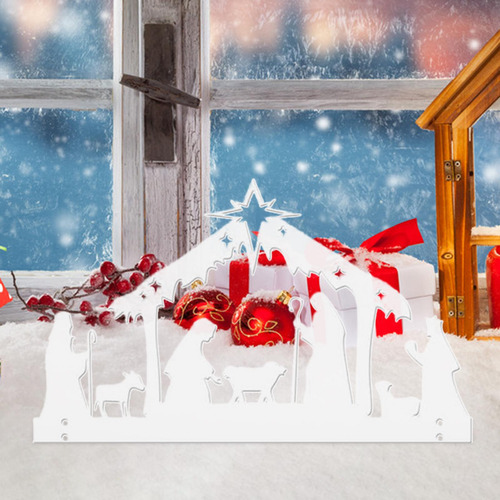 Presépio De Natal Silhueta Figura 40cm X 25cm Branco