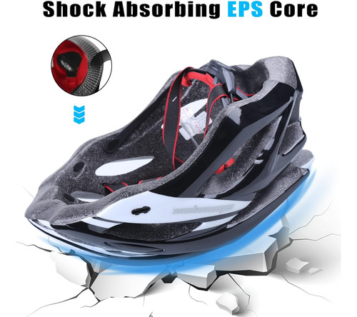 Casco De Ciclismo Shinmax Ht-10 C/ Luz Trasera Blanco/negro