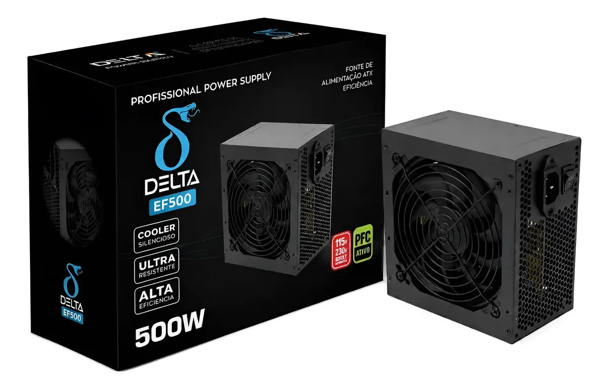 Fonte Atx Delta Gamer 500w 80 Plus Bronze Pfc Ativo Preto